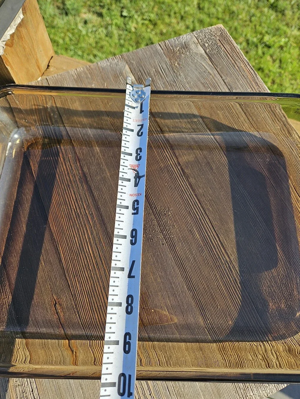 3 qt Anchor Hocking brown glass baking dish with handles, 9.5 x 13.5 x 2 inches